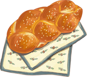 Painterly Challah Bread Hanukkah Element